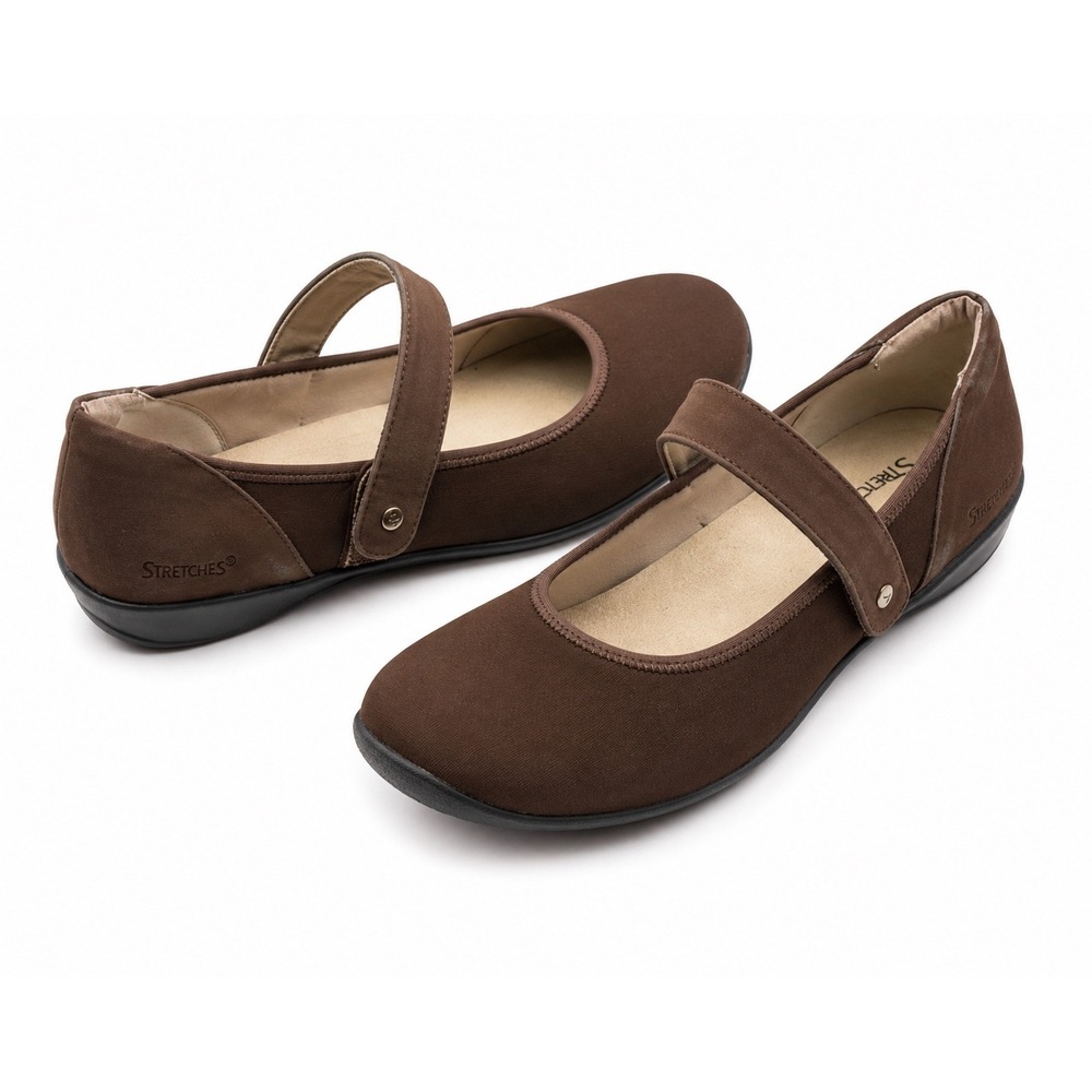 Stretchies Brown Comfort Slip On Mary Jane Flats Women's Size 10M